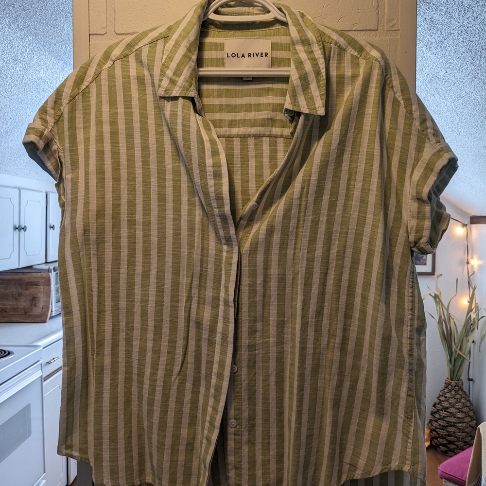 Green Striped Men's Shirt